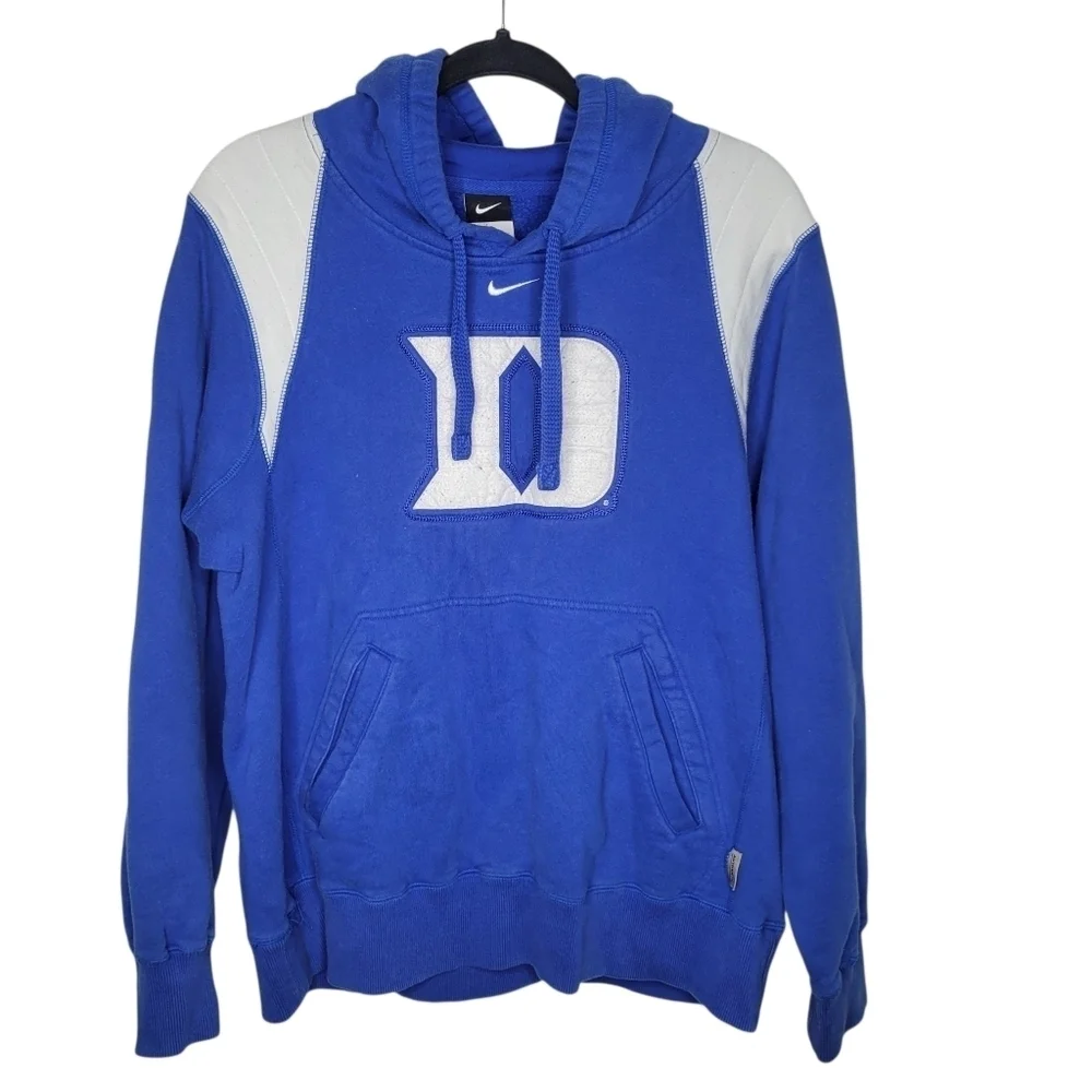 Vintage Nike Center Swoosh Duke University Blue Devils Hoodie in Blue White Sz S